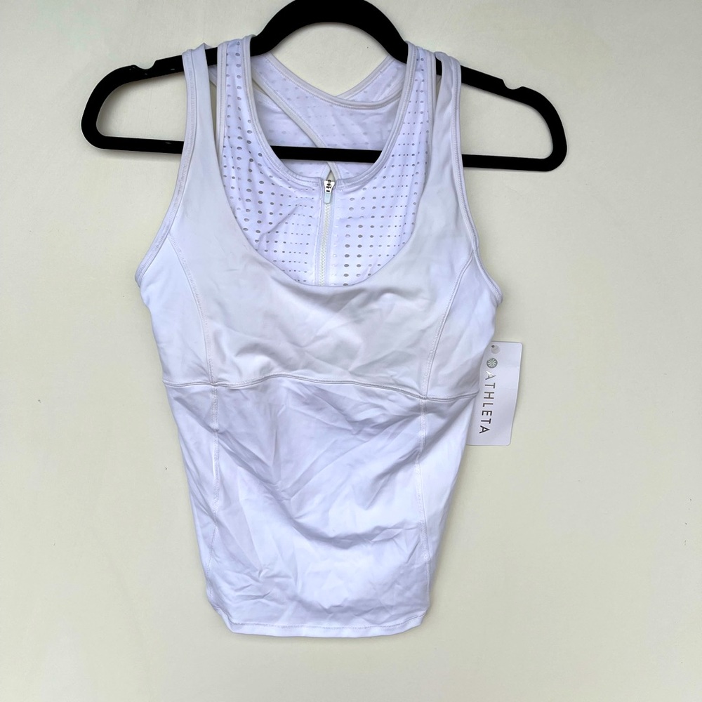 Athleta NWT White Workout Tank Top with Built in Sports Bra